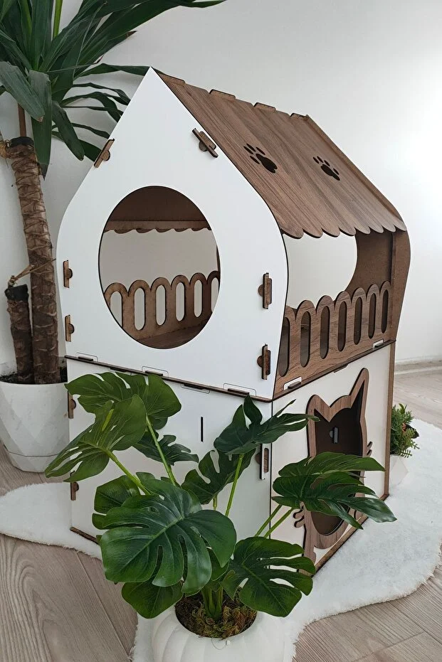 Teraslı Kedi Evi 2 katlı dubleks kedi evi kedi yatağı kedi kafesi Teraslı Kedi Evi 2 katlı dubleks kedi evi kedi yatağı kedi kafesi